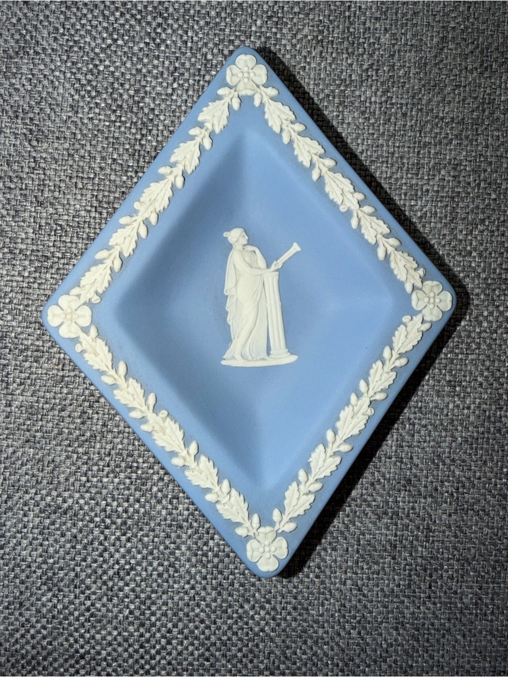 Vintage ´74 Wedgewood Blue Jasperware Diamond-Shaped Trinket Dish
